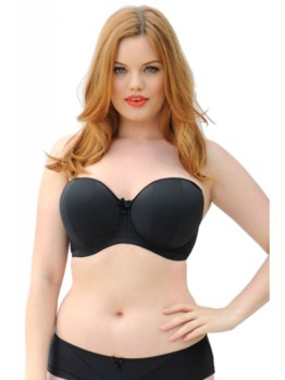 Curvy Kate Luxe strapless black samodržící podprsenka