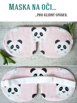 Maska na oči panda růžová