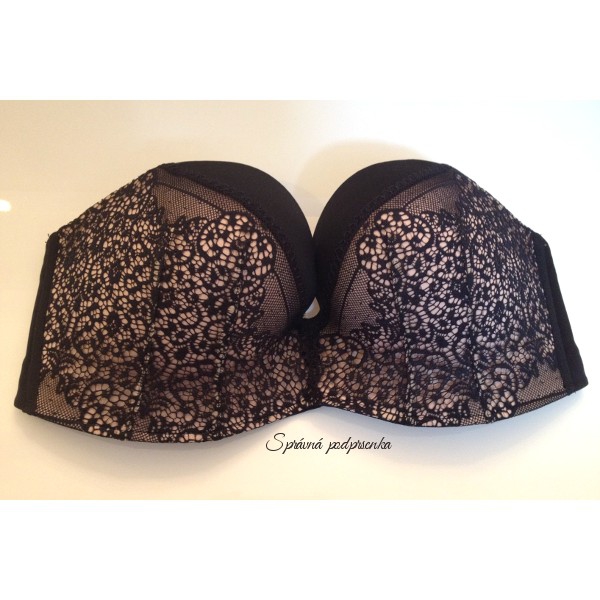 Podprsenka Wonderbra Ultimate Strapless Lace W016N Černá 80 D 